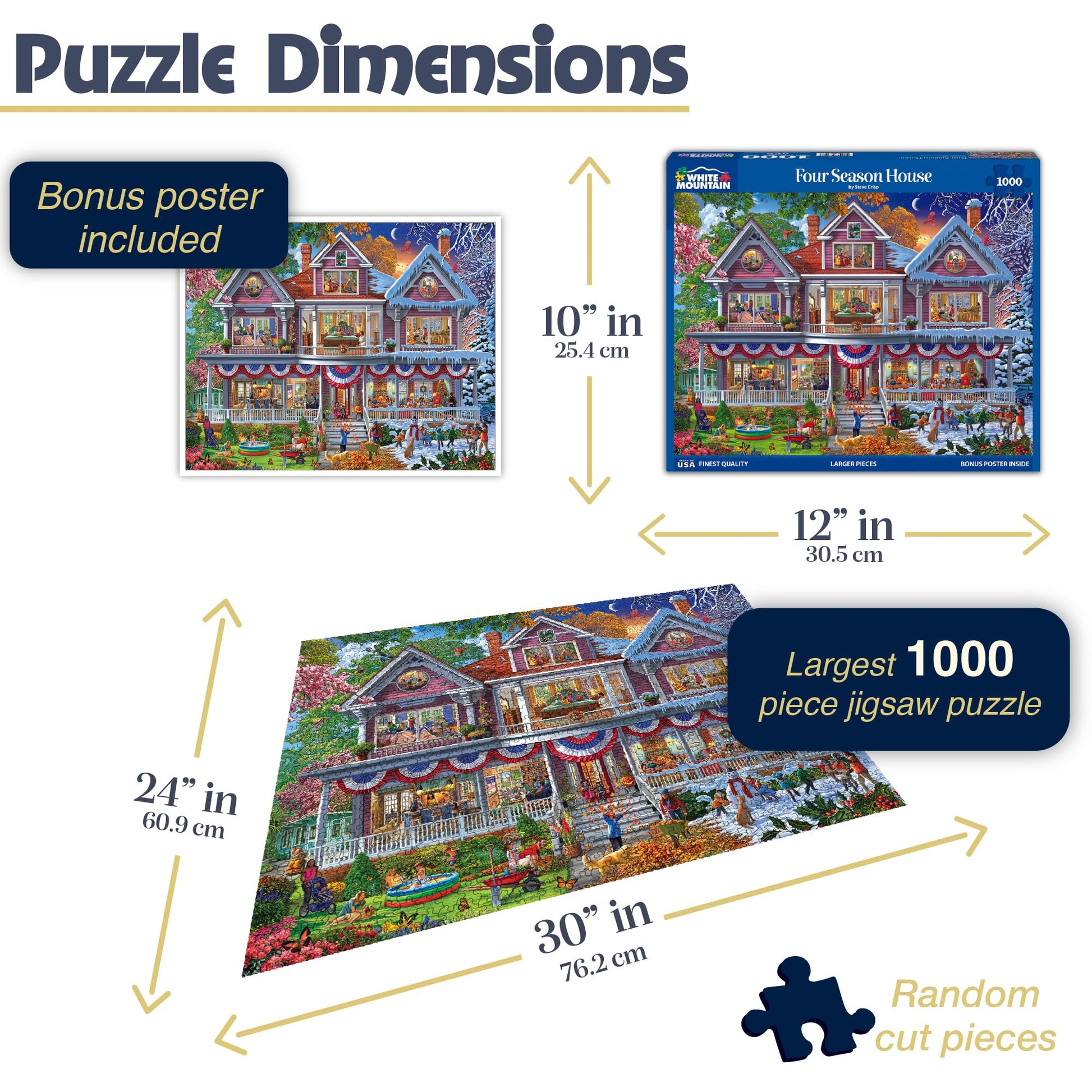 White Mountain 1000 Piece Jigsaw Puzzle, Four Season House