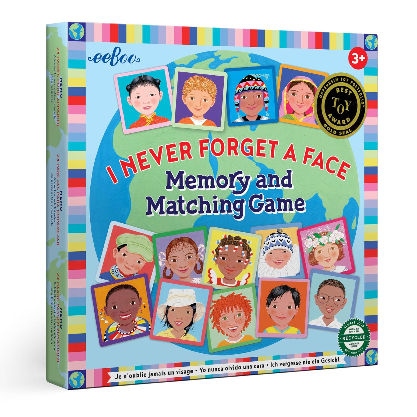 eeBoo: Memory and Matching Game- I Never Forget a Face- 24 Pairs, Develops Recognition, Concentration, Memory & Social Skills, Age 3+