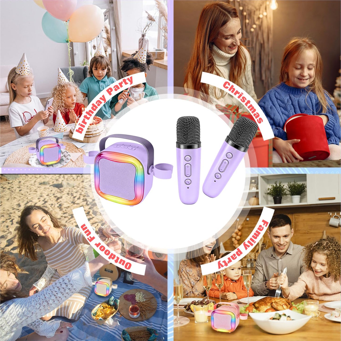 Portable Karaoke Machine for Kids: Children Toy Girl Ages 3-12 Gift(Purple)