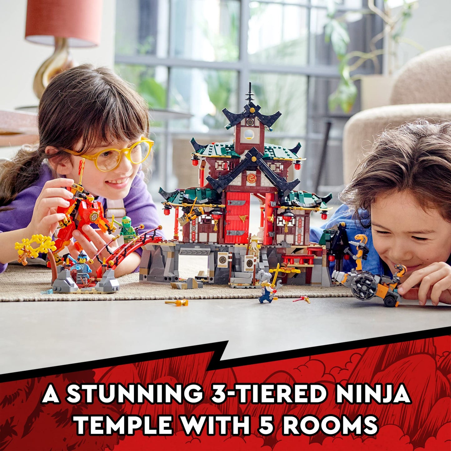 LEGO NINJAGO Ninja Dojo Temple Masters of Spinjitzu Set 71767, Ninja Toy Building Kit with 8 Minifigures and Toy Snake Figure, Collectible Mission