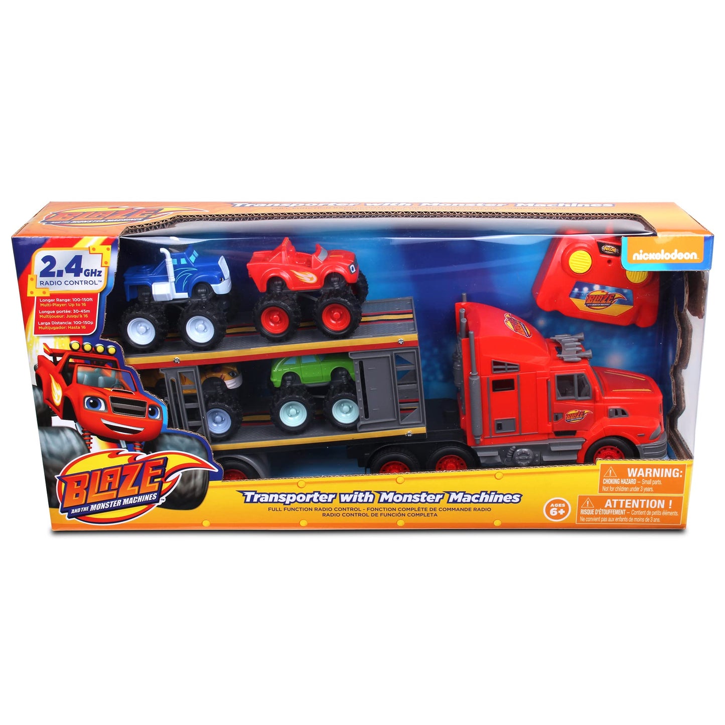 NKOK Blaze and The Monster Machines RC: Transporter with Monster Machines - Nickelodeon, Remote Controlled, 2.4 GHz