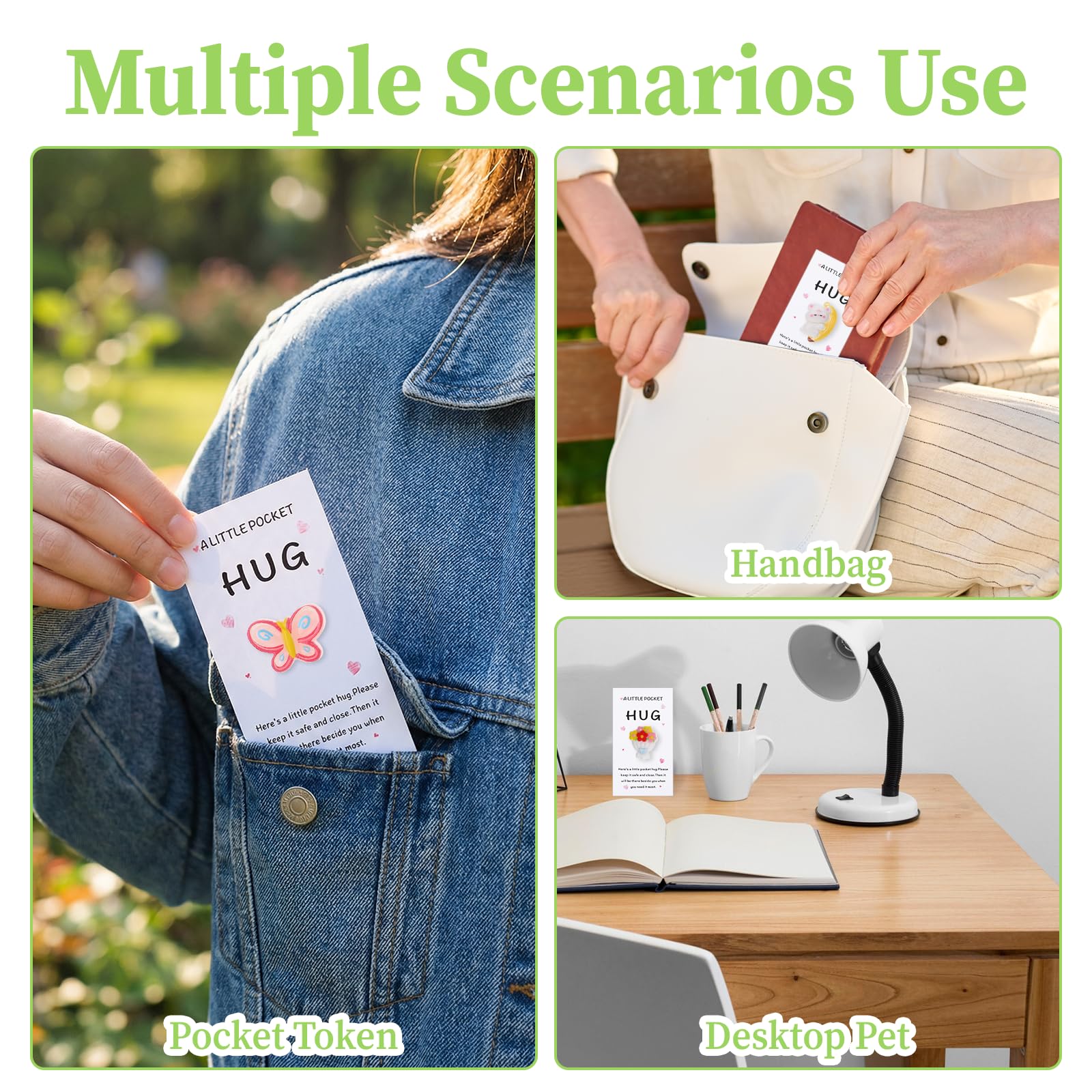 Sploziia 50 Sets Pocket Hug Bulk Inspirational Pocket Hug Cards with Mini Resin Animals Mini Birthday Valentine's Day Gifts Small Team Appreciation