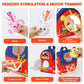 Soft Barn Baby Toys 6-12 Months with Stuffed Farm Animals, Rattle Squeaky Crinkle Sound & Mirror, Montessori Sensory Plush Infant Toy for 6 7 8 9 10