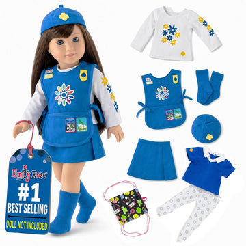 Emily Rose 18 Inch Doll Clothes 8-PC Daisy Girl Scout Uniform and Accessories Value Pack | Officially Licensed by Girl Scouts of The USA | Doll NOT