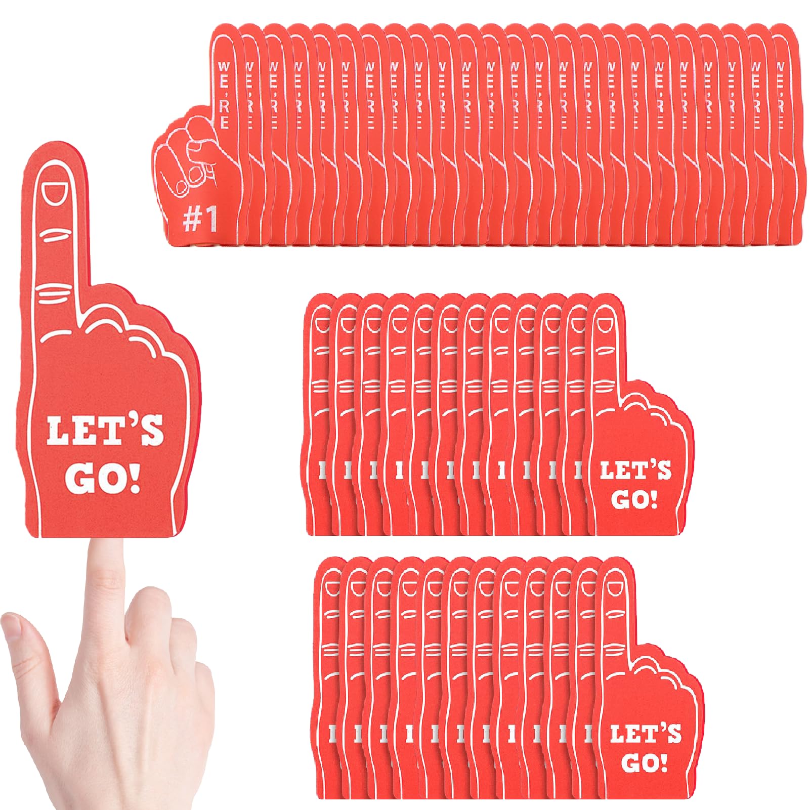 FengRMaT 48 Pieces Mini Foam Finger, Sport Fan Party Favors, We're #1 Sports Themed Party Supplies for Baseball Basketball Football Soccer Events Team