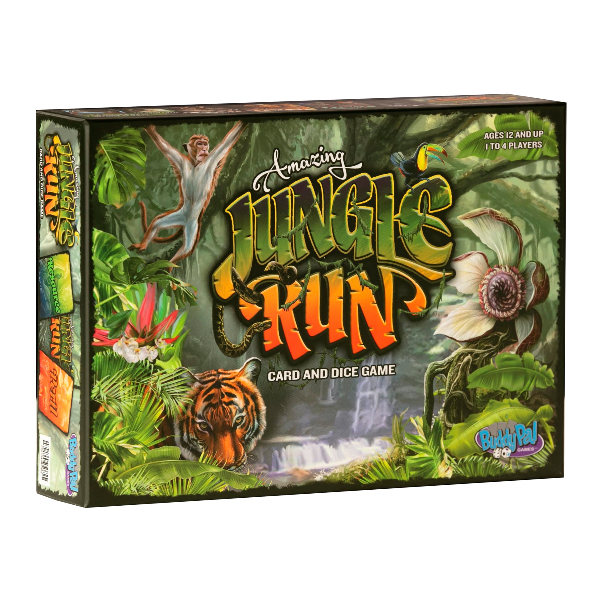 Buddypalgames Amazing Jungle Run Card & Dice Game with Playmat. 1 to 4 Players, 12 and up.