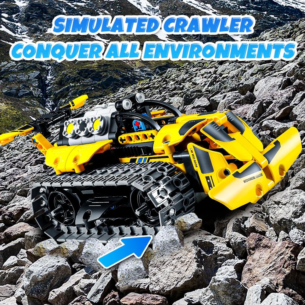 OKKIDY 3 in 1 Kids Remote Bulldozer STEM Technology Building Blocks Set Toys APP Remote Construction Blocks Engineering Excavator/Robot Ages 6-14 DIY