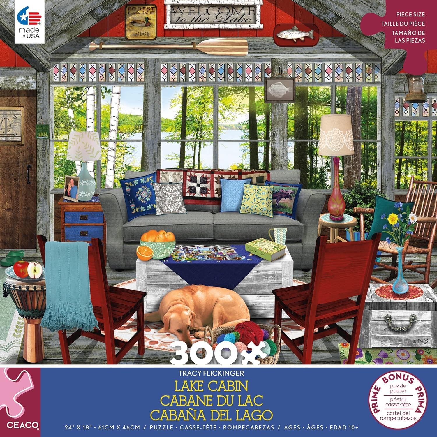 Ceaco - Lake Cabin - 300 Large Piece Jigsaw Puzzle for Adults