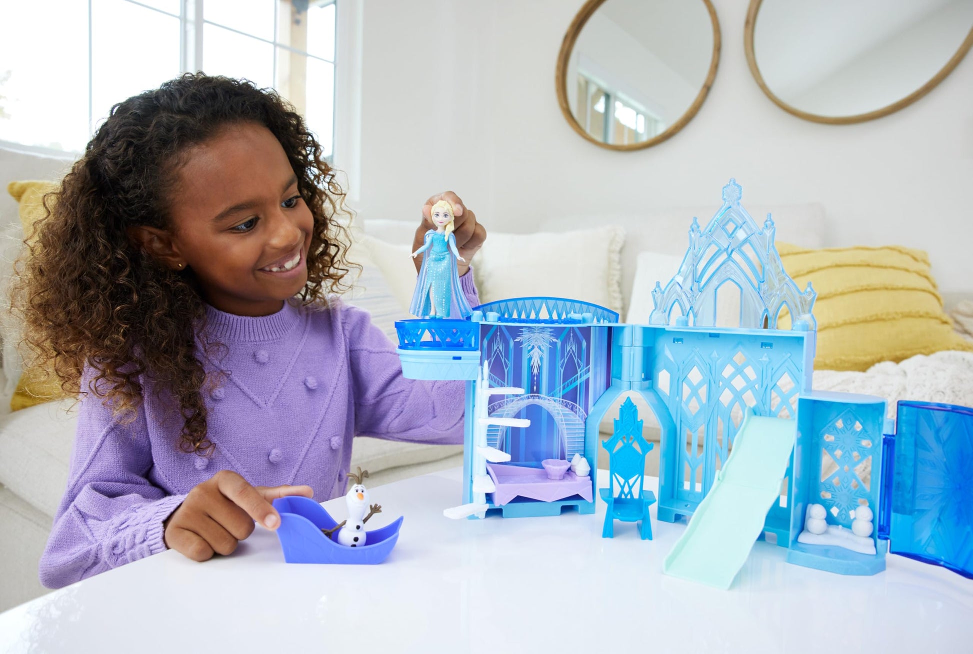 Mattel Disney Frozen Toys, Elsa Ice Palace Storytime Stackers, Castle Doll House Playset, Small Doll & 8 Accessories, Inspired by the Movie