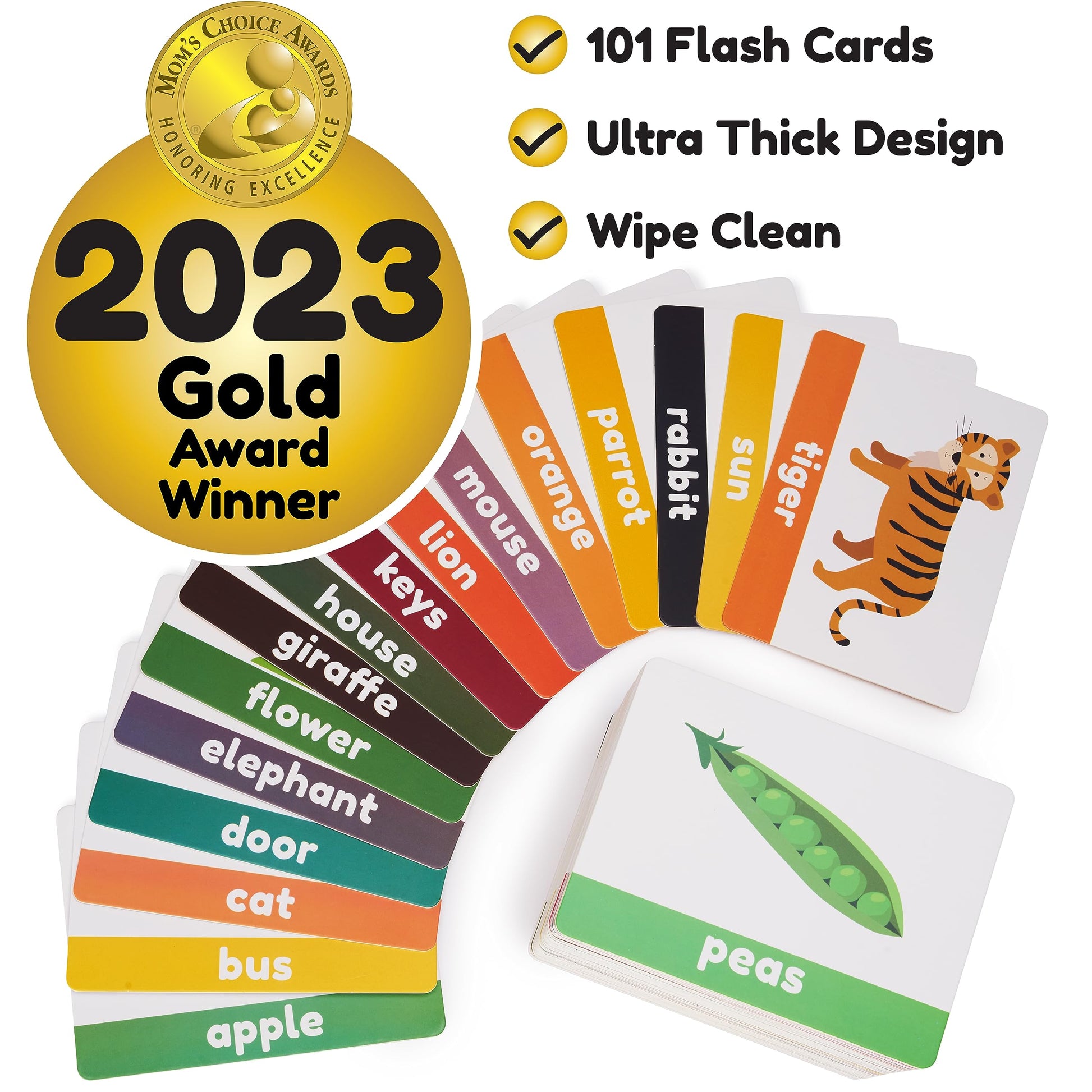 LearnWorx 101 Baby Flash Cards for Toddlers 1-3 | Award Winning First Words Toddler Flash Cards | Speech Toys Help Learn Objects, Numbers & Play Games