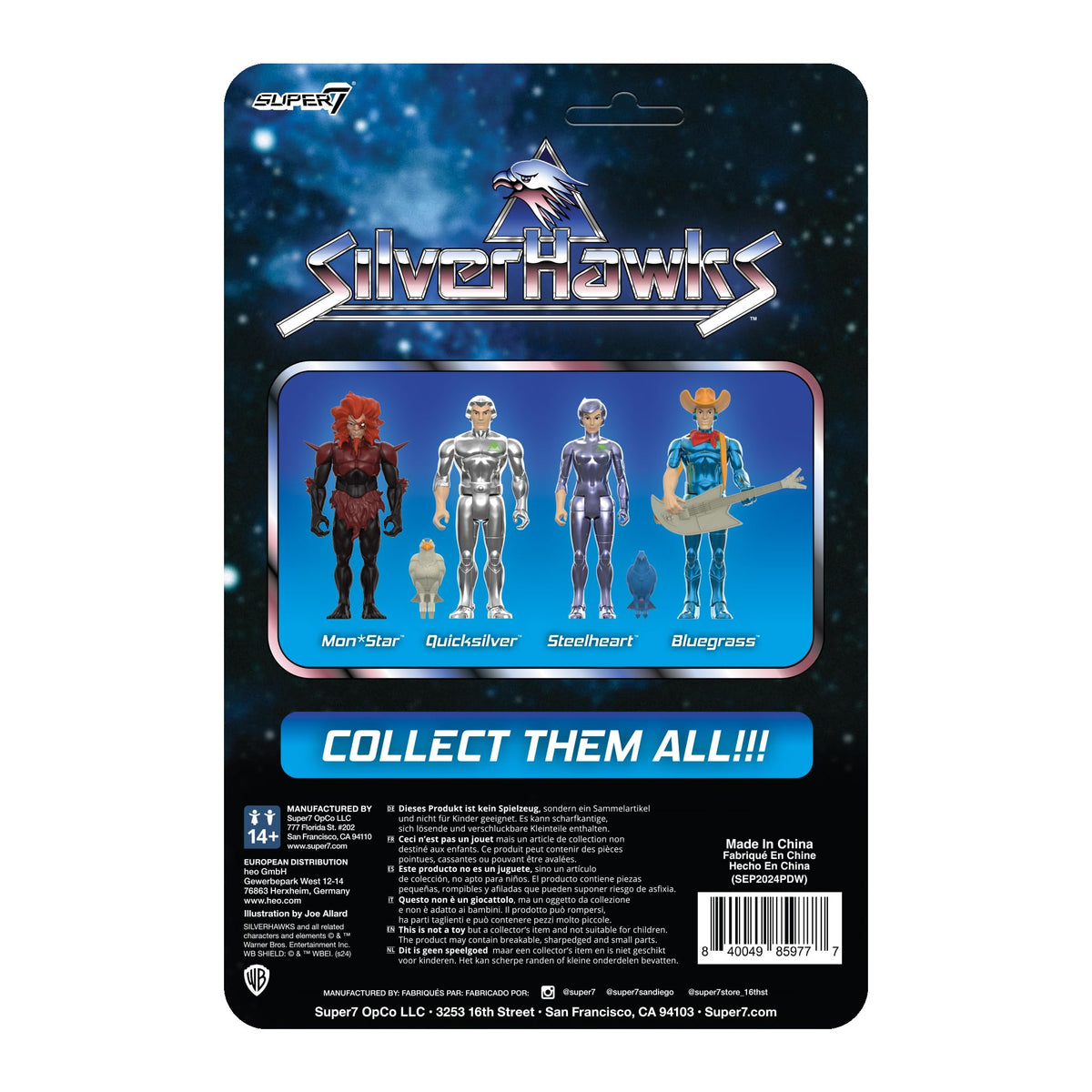 Super7 SilverHawks Bluegrass (Toy Version) Reaction Figure - 3.75" SilverHawks Action Figure with Accessory Classic Cartoon Collectibles and Retro