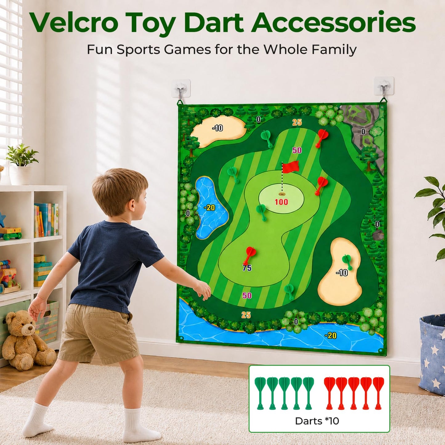 SMOCEN Battle Golf Game Set, Double-Sided Backyard Golf Chipping Game with Golf & Dart Targets, 6×4FT Indoor Golf Mat, Indoor Outdoor Golf Game