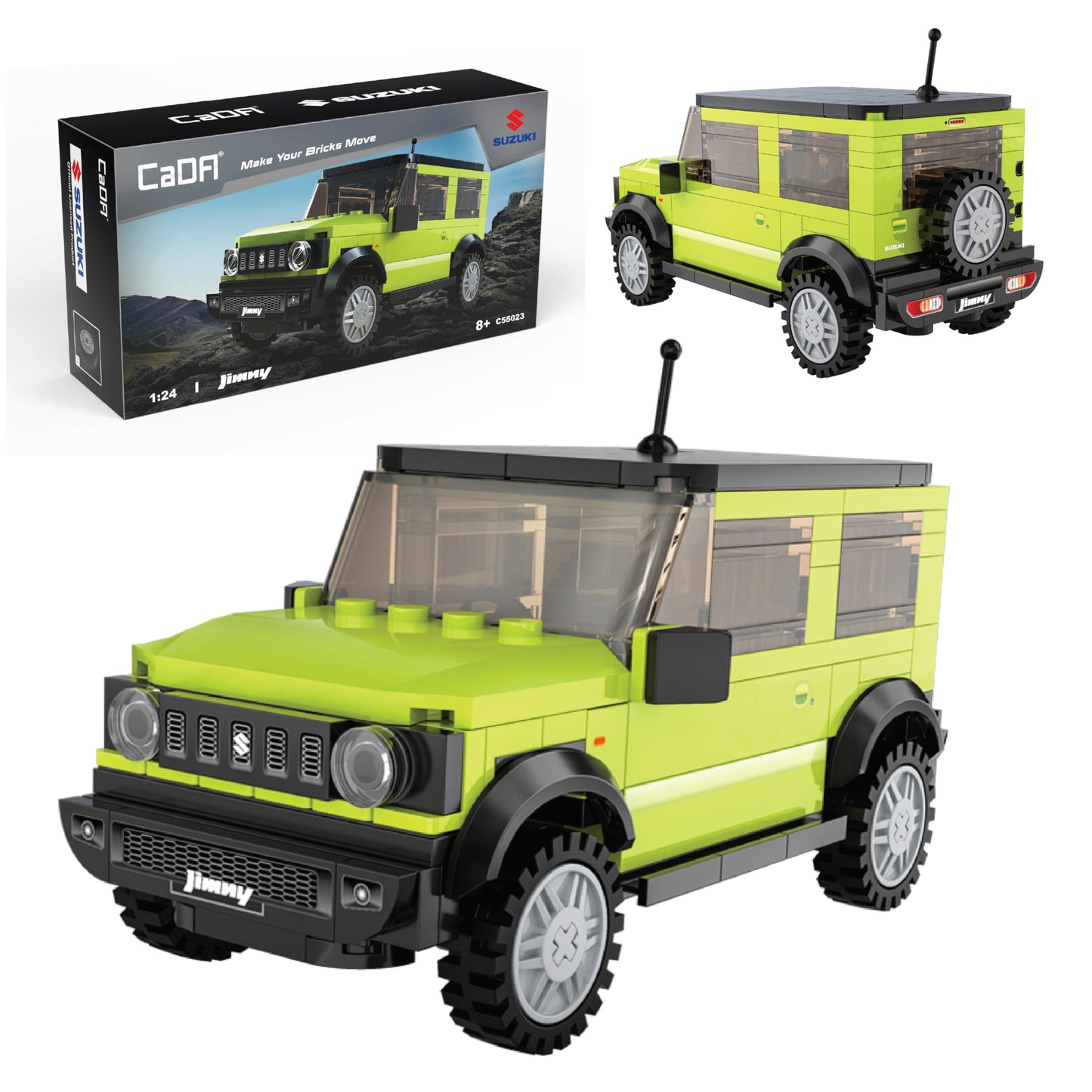 CADA Bricks - Suzuki Jimmy 1:24 Scale Building Kit - Official Licensed Suzuki Jimmy Replica, 192 Pieces, Green Off-Road SUV Model Car, Compatible