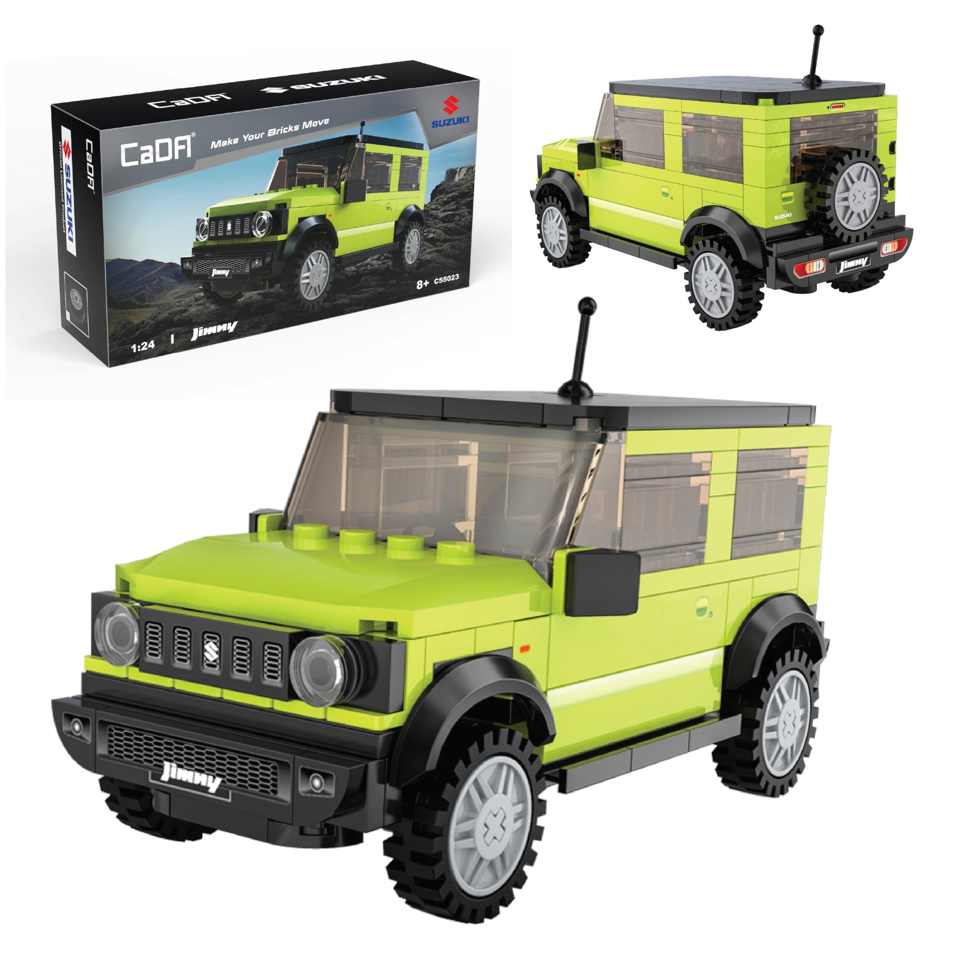 CADA Bricks - Suzuki Jimmy 1:24 Scale Building Kit - Official Licensed Suzuki Jimmy Replica, 192 Pieces, Green Off-Road SUV Model Car, Compatible