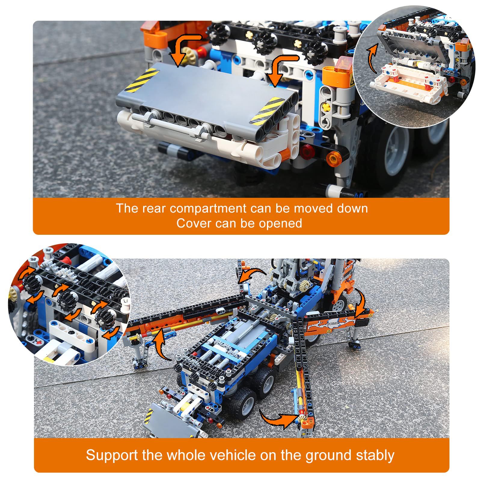 Mould King Concrete Pump Truck Building Set for Kids Ages 14+, Terrain Tow Truck Model Toys (2,098Pieces)