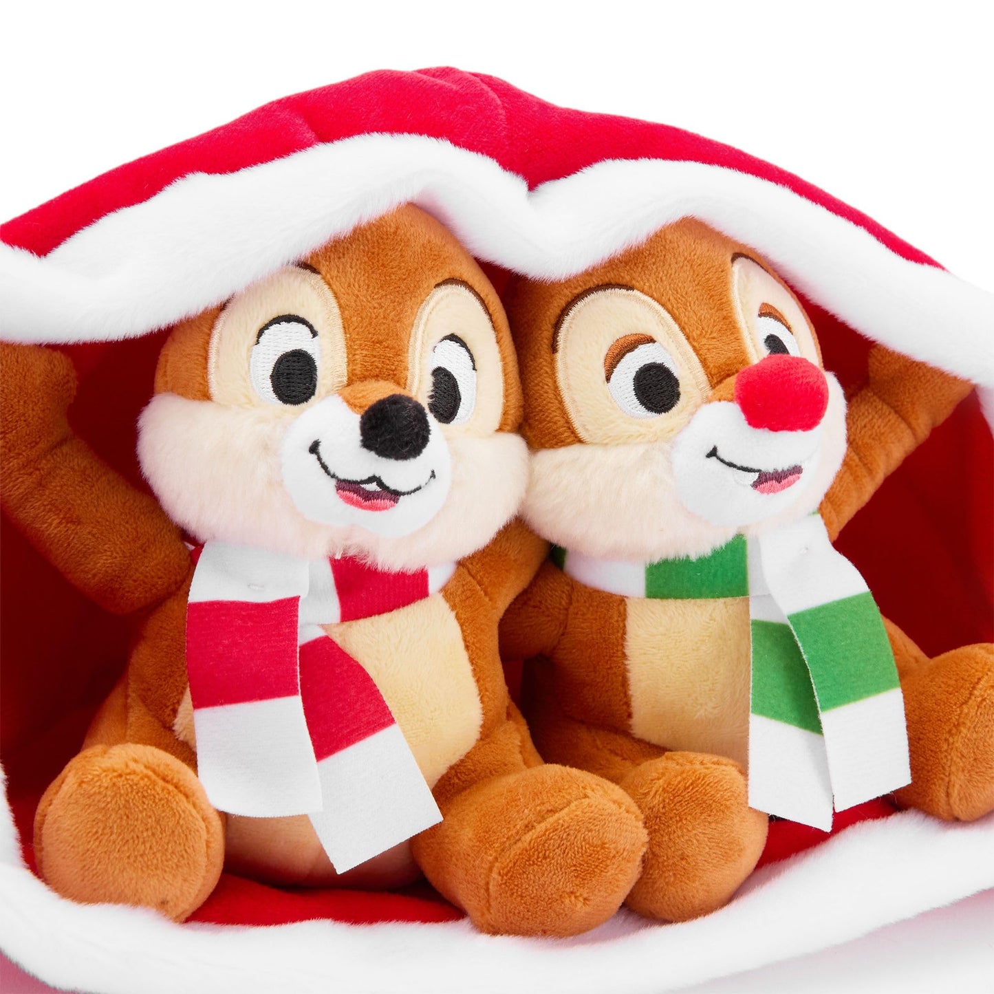 Disney Store Official Chip 'n Dale Holiday Plush Set in Santa Hat - 5 Inch Mini Stuffed Animals in a Santa Hat - Holiday Plush Figure Toys with Furry