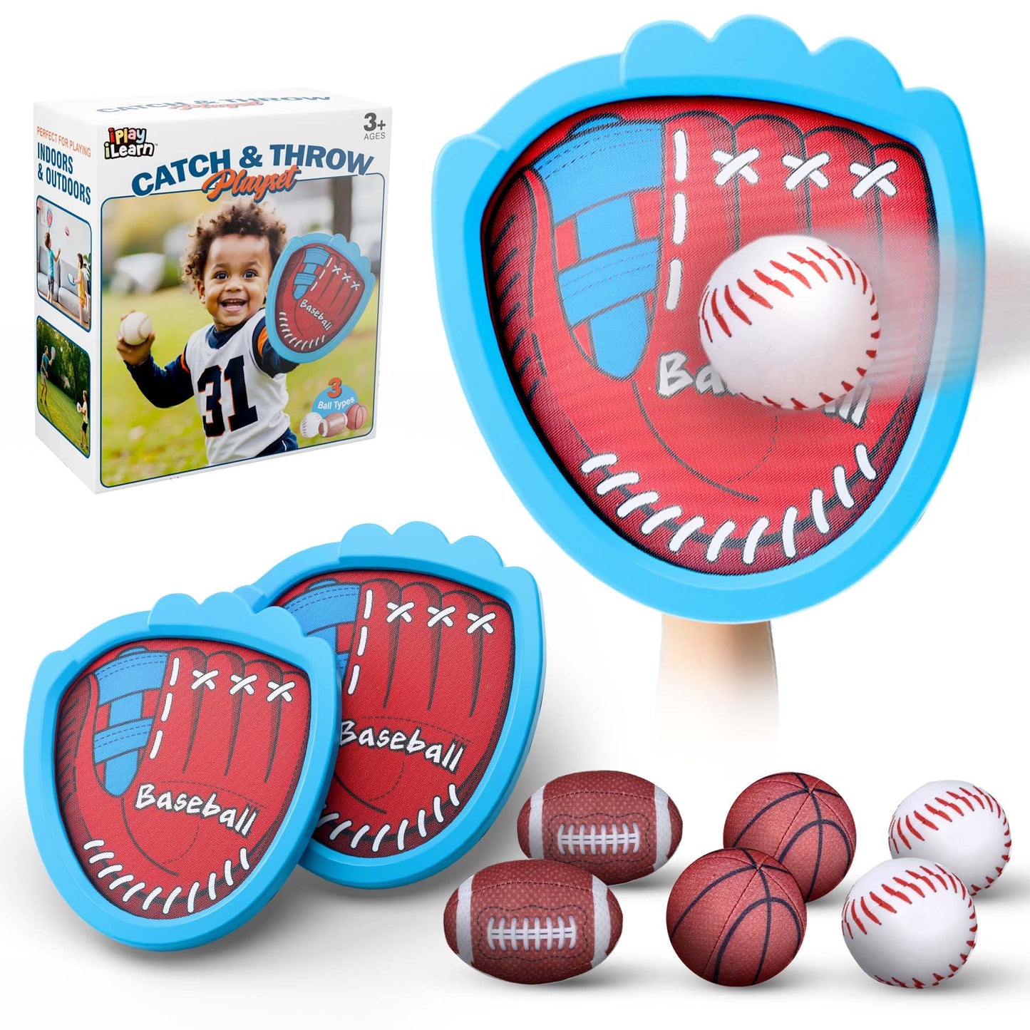 iPlay, iLearn Baseball Toss and Catch Ball Outdoor Game for Kids Age 3-5