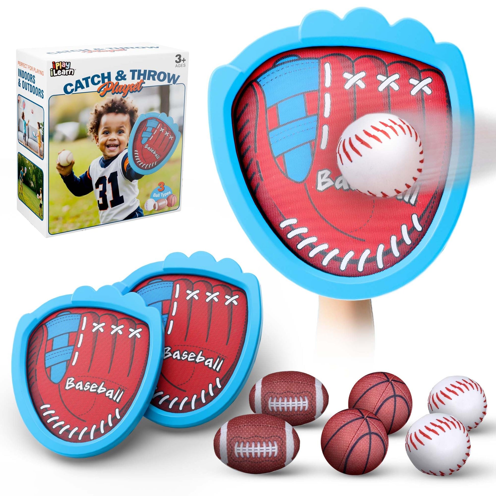 iPlay, iLearn Baseball Toss and Catch Ball Outdoor Game for Kids Age 3-5