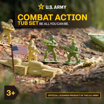 Lollipop - U.S. Army Combat Action Tub Set - 67 Piece Military Playset with Mini Soldiers, Tanks, Helicopter, Army Jeep, Plastic Army Men, War Toys