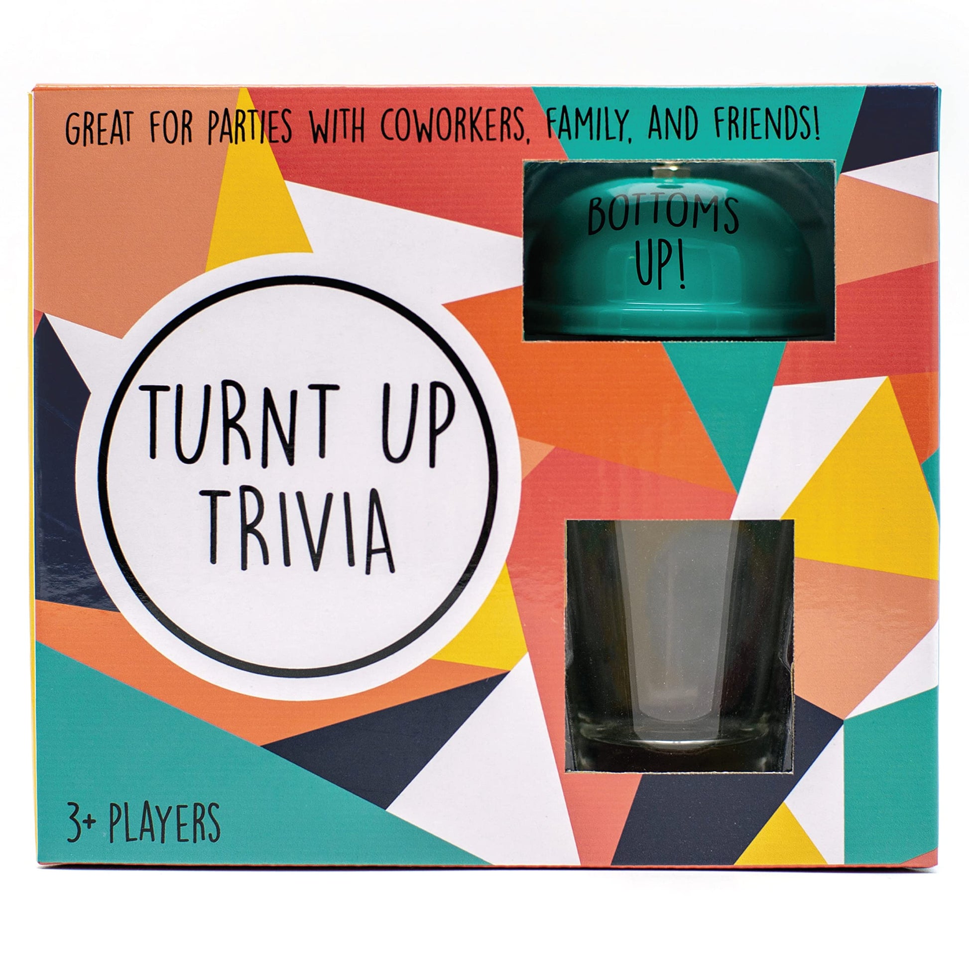 TMD Retail Turnt Up Trivia Card Game for Adults - Call Bell Game for Family and Friends - Bachelor and Birthday Party Trivia With 1.5 Oz Shot Glass