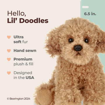 Bearington Dog Stuffed Animal - Puppy Realistic Stuffed Animals - Plush Dog Toys for Kids Goldendoodle Labradoodle Plushies - Caramel 6 Inch