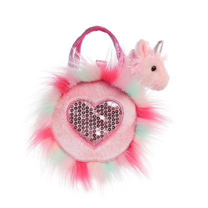 Aurora® Fashionable Fancy Pals™ Sparkle Heart Pink™ Llamacorn Stuffed Animal - Plush with Stylish Purse for Dress Up Fun - Perfect for Kids 3+ Years