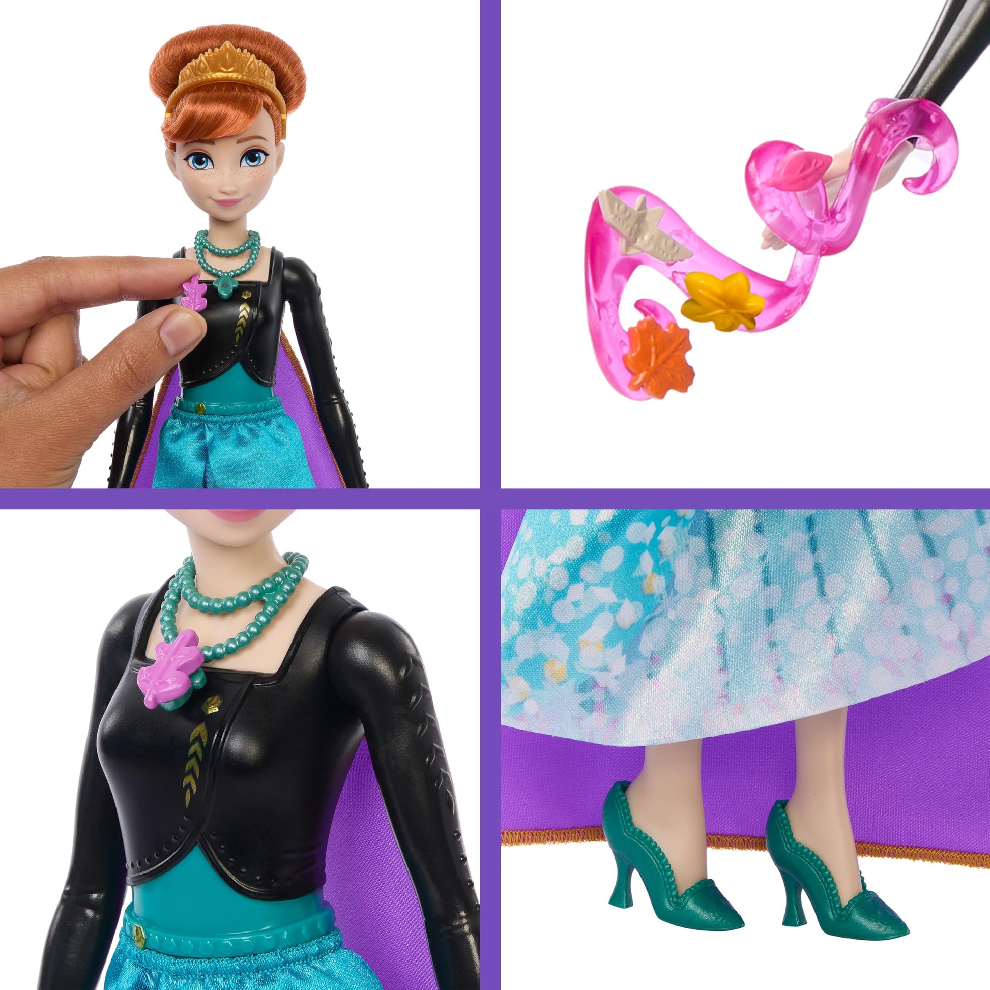 Mattel Disney Frozen Anna Fashion Doll & Accessories with 8 Surprises, Including Snowflake Gem Box, Ring for Child & 9 Play Pieces, Inspired by Movie