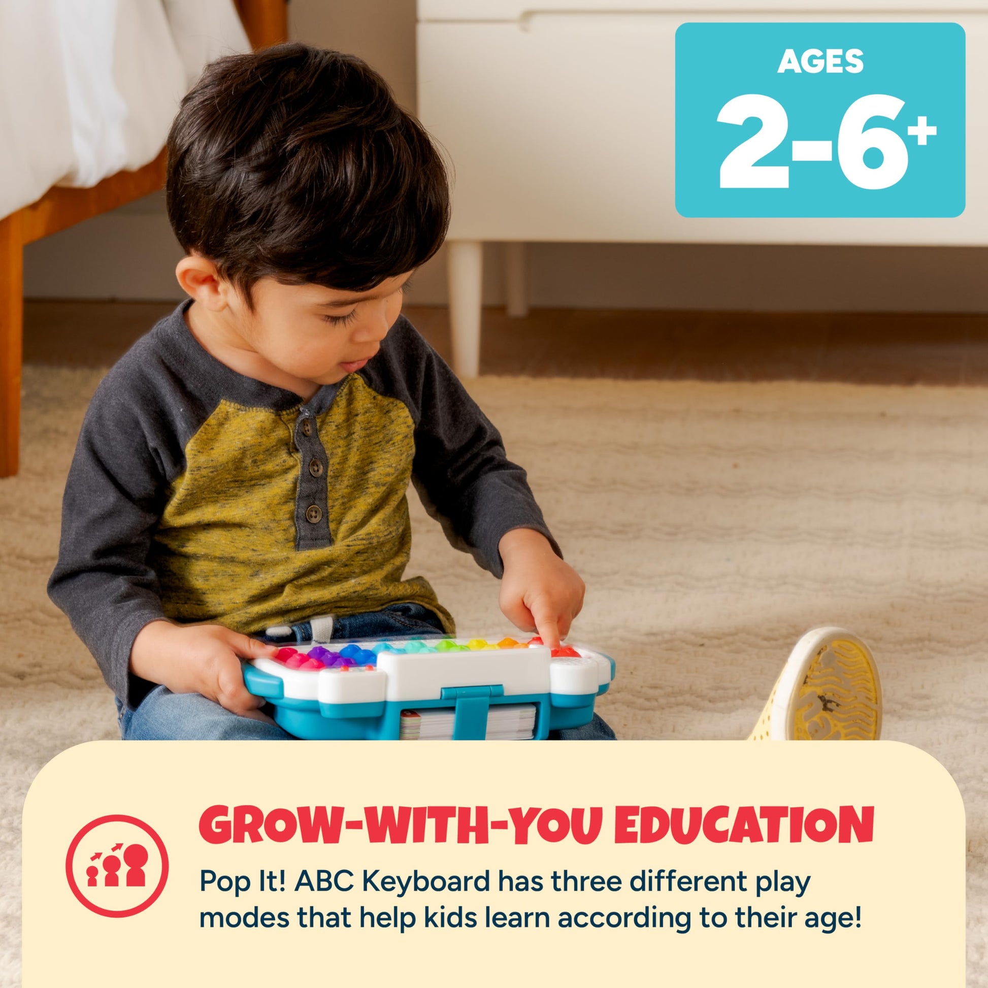 Chuckle & Roar Pop It! ABC & Spelling Keyboard - Multicolor - Smart Letter Guidance with Alphabet Learning Toys - Soft Silicone Keys for Toddler