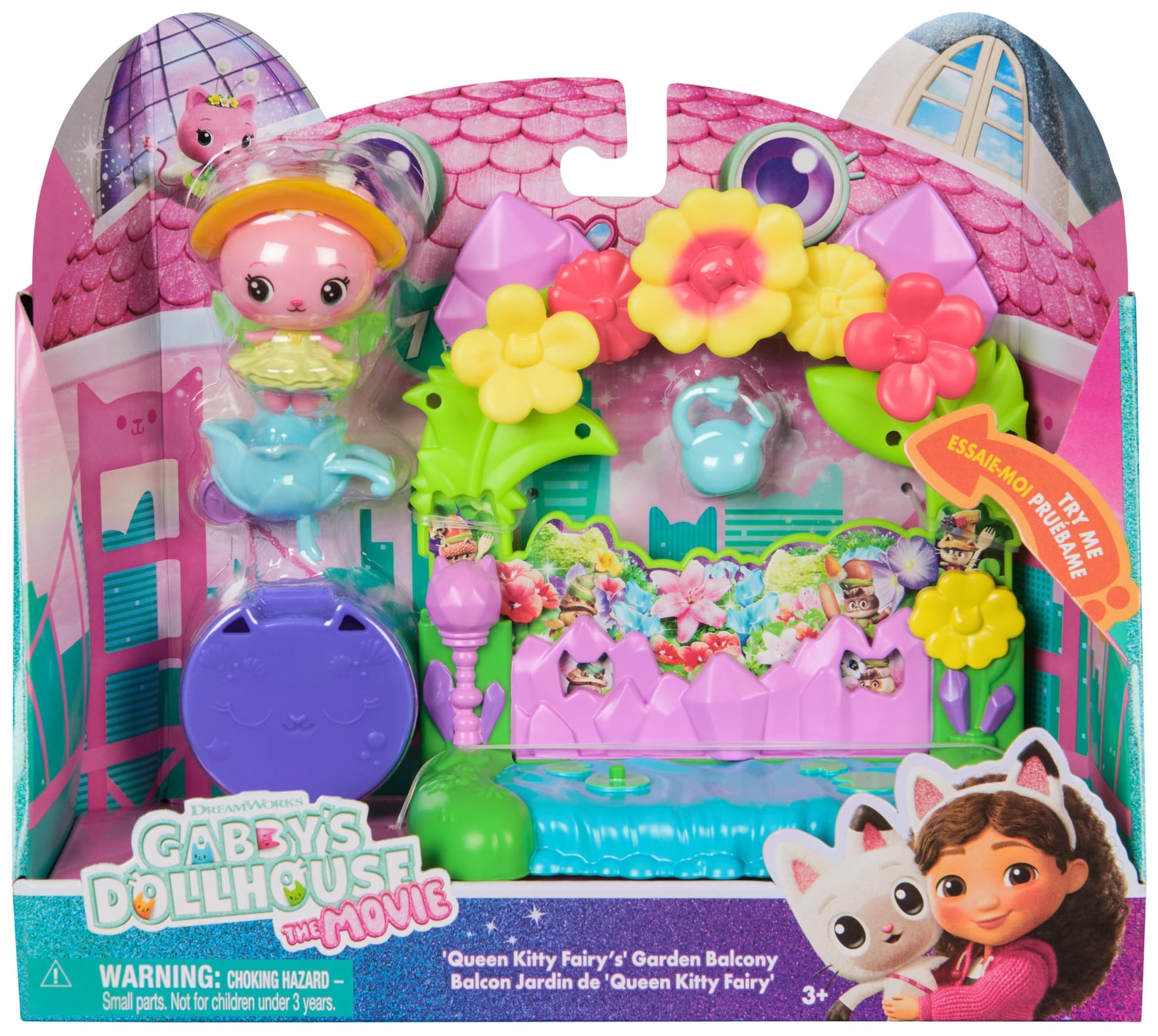 Gabby's Dollhouse: The Movie, Queen Kitty Fairy's Garden Balcony, with Toy Figure & Dollhouse Accessories, Kids Toys for Girls & Boys Ages 3 and Up