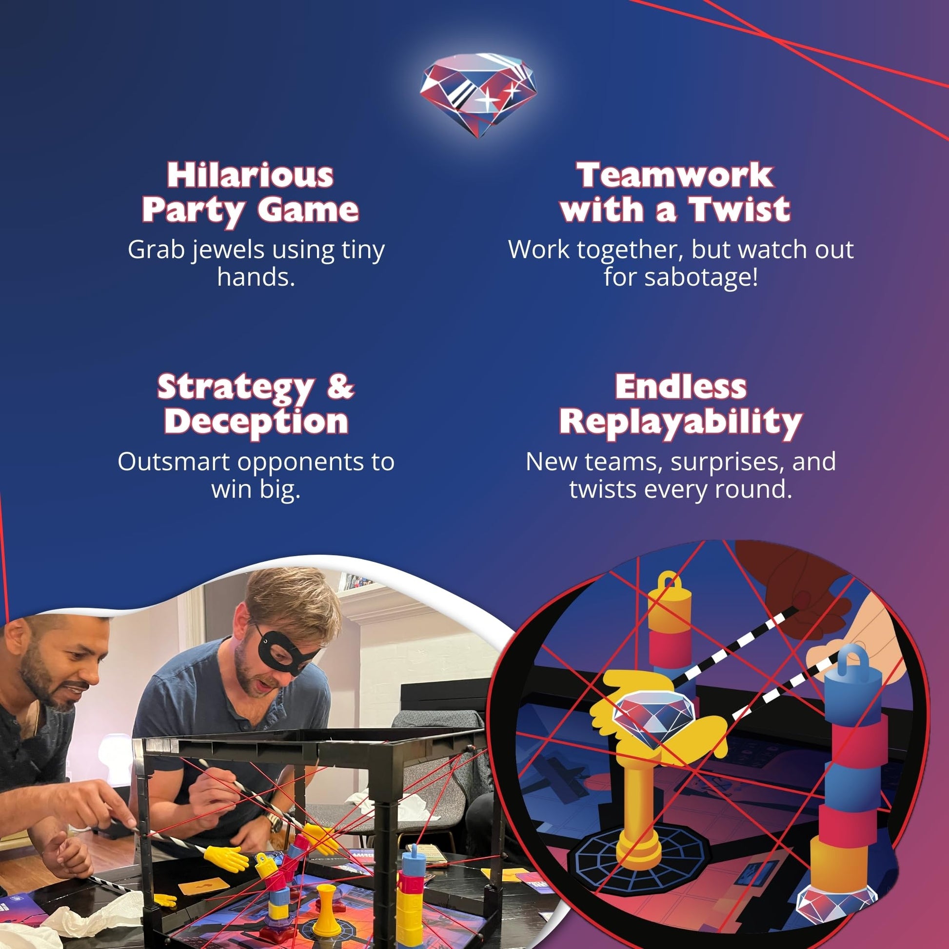 Tiny Laser Heist - Hilarious 3D Heist Game, Outsmart & Negotiate for the Loot, Fun Cooperative Board Game for Ages 12+, Perfect for Game Nights