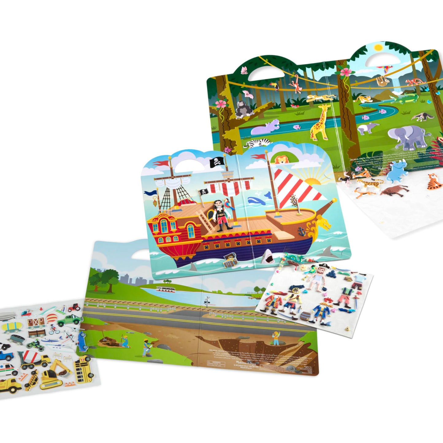 Melissa & Doug M&D Puffy Sticker Bundle - Pirates, Vehicles and Safari (Amazon Only)