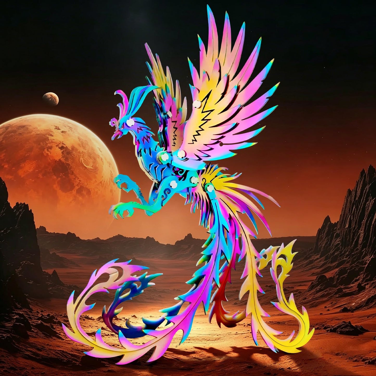 3D Metal Model Kits, Mechanical Undead Bird Seven Colorful 3D Metal Puzzle,Steel Mythology Animal Series DIY Brain Teasers Simple 3D Puzzles Home