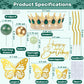 AMZVALU Corona Para Pastel, Crown Cake Topper, Crown Happy Birthday Cake Toppers Balls Candles Butterflies Cake Decorations, Birthday Crown for Women