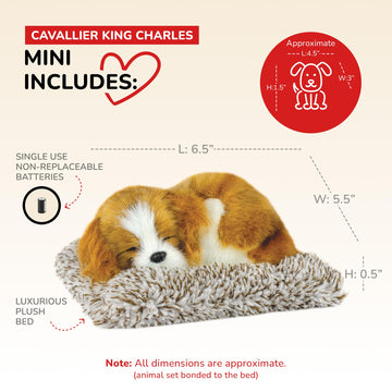 Perfect Petzzz Mini Cavalier King Charles, Stuffed Animals for Girls and Boys, Dog Toys for Kids and Elderly, Battery-Operated Live Pet Toys