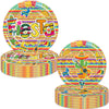Fiesta Party Tableware Colorful Stripes Mexico Disposable Paper Plates Dinnerware for Cinco De Mayo Theme Colorful Stripes Flags Birthday Baby Shower