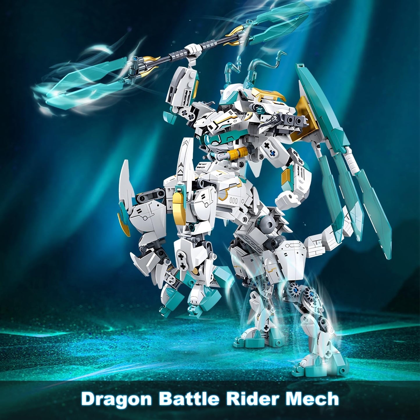HIGH GODO Dragon Transforming Mech Building Blocks Set, 2 in 1 Warrior City Action Robot Model Building Kit, 731 Pieces Cool Rider Mech Toys Gift
