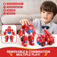 Super Wings Transformable Toys, 7" Jett Robot Suit and 2” Scale Transforming Jett Mini Action Figure,2-in-1 Mode Vehicle and Robot, Vehicle Playset