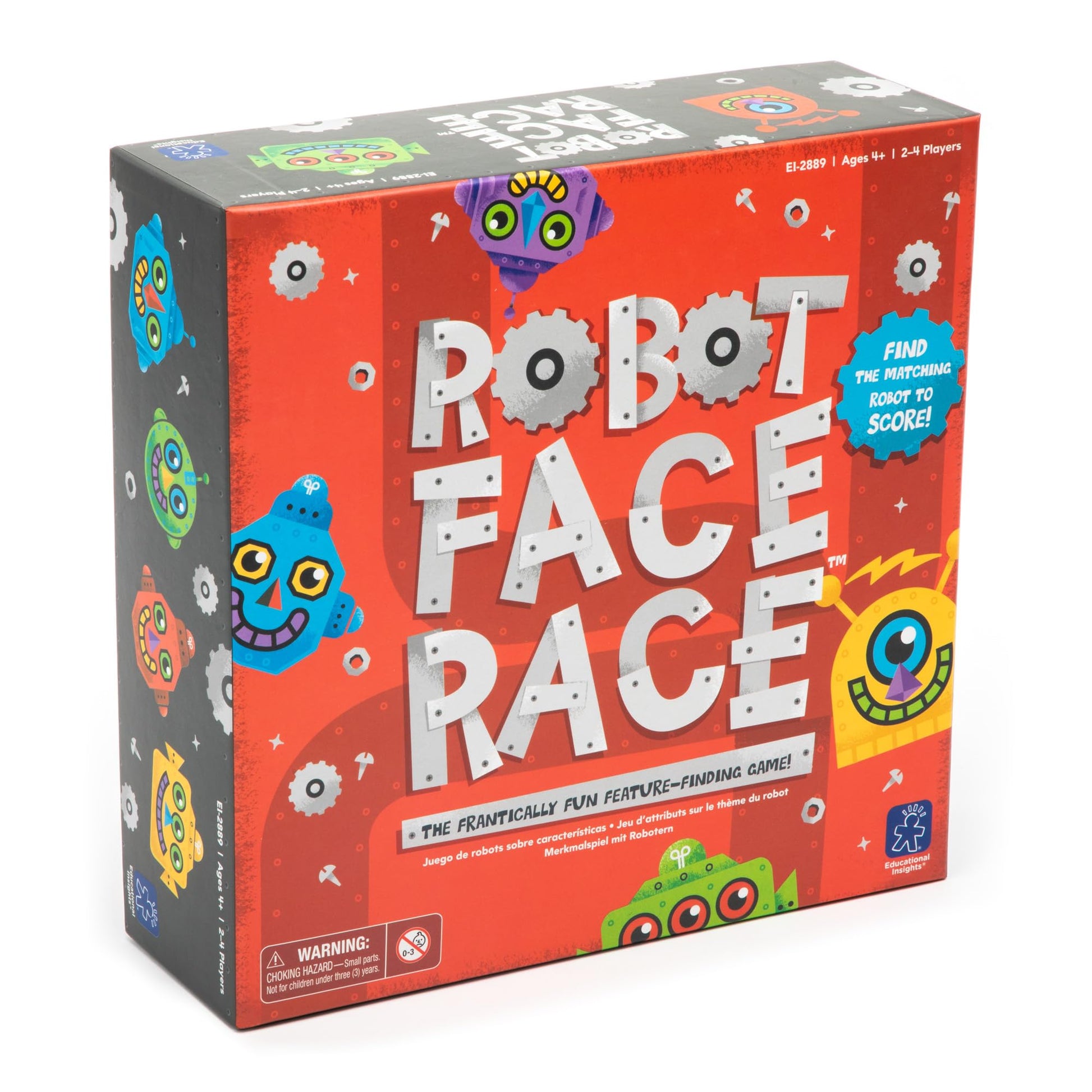 Educational Insights Robot Face Race - Color Matching Games for Toddlers 3-5, Fast-Paced Memory Matching Game, Preschool Board Games for Kids