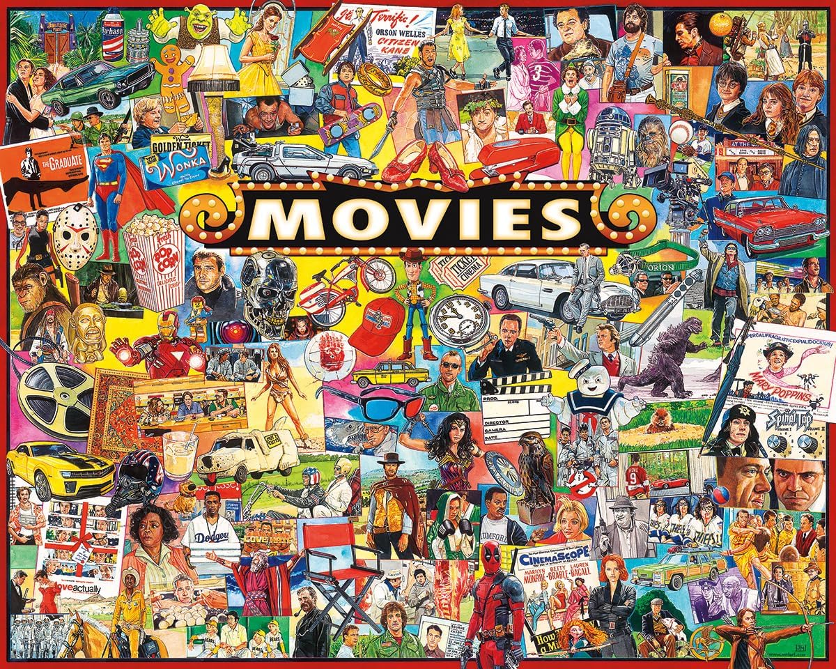 White Mountain 1000 Piece Jigsaw Puzzle Retro Collage, Movies