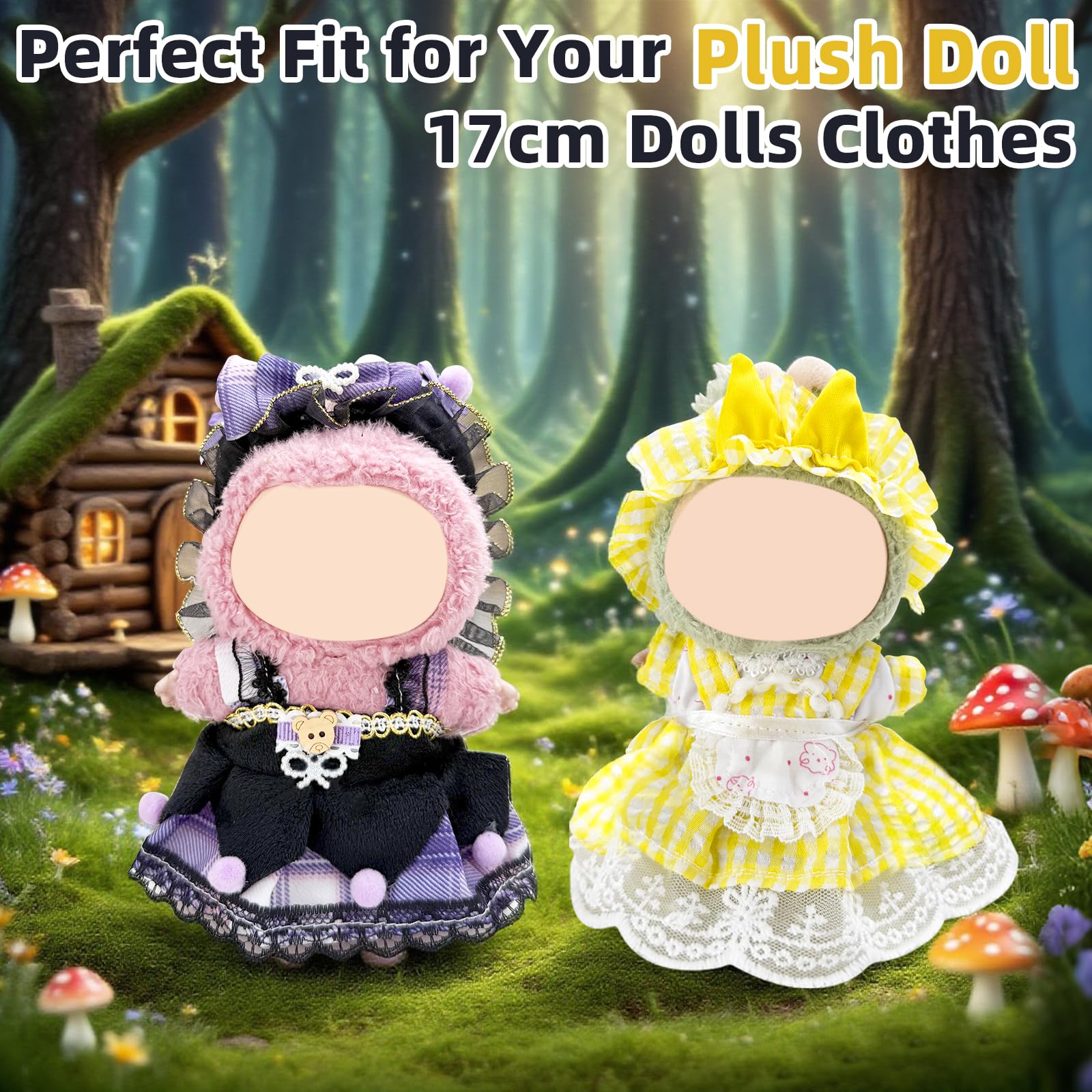 4 Pack-17cm Doll Clothes Set(NO Doll and Shoes) ,Premium Outfit for 15cm/17cm Dolls Accessories Suit,Stylish Adorable Clothes Accessories,Cute Clothes