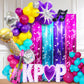Korean Idol Movie Birthday Party Decoration, Including 2 Pack K Pop Music Notes Pattern Streamers, 26pcs Balloons & 1pcs Birthday Banner for Demon