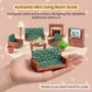 OLEOCA Family Deluxe Dollhouse Living Room Set - Sofa & Two Armchairs, Coffee Table, TV Stand, Fireplace, Floor Lamp, Plant & Tea Set - Dollhouse