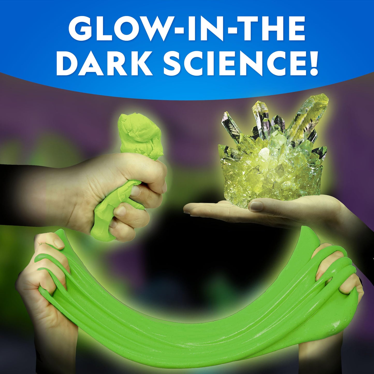 NATIONAL GEOGRAPHIC Mega Science Kit - Glow in The Dark Lab with Crystal Growing Kit, Slime Making, Glowing Putty, and More Science Experiments, Slime