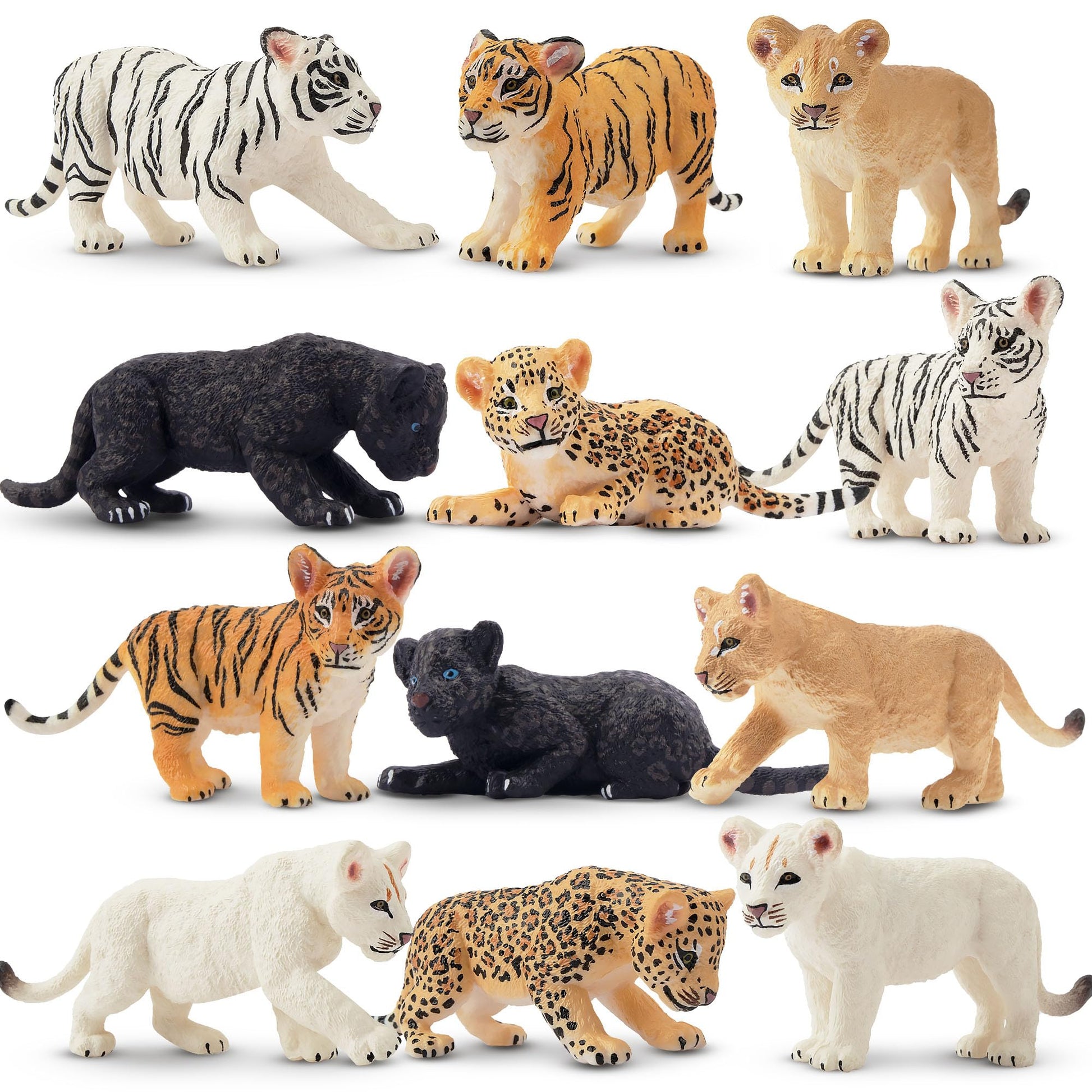 Toymany 12 Safari Animal Figurines, High Emulational Baby Plastic Zoo Animals, Lions Tigers Leopards Figure Toy Set, Easter Eggs Cake Toppers