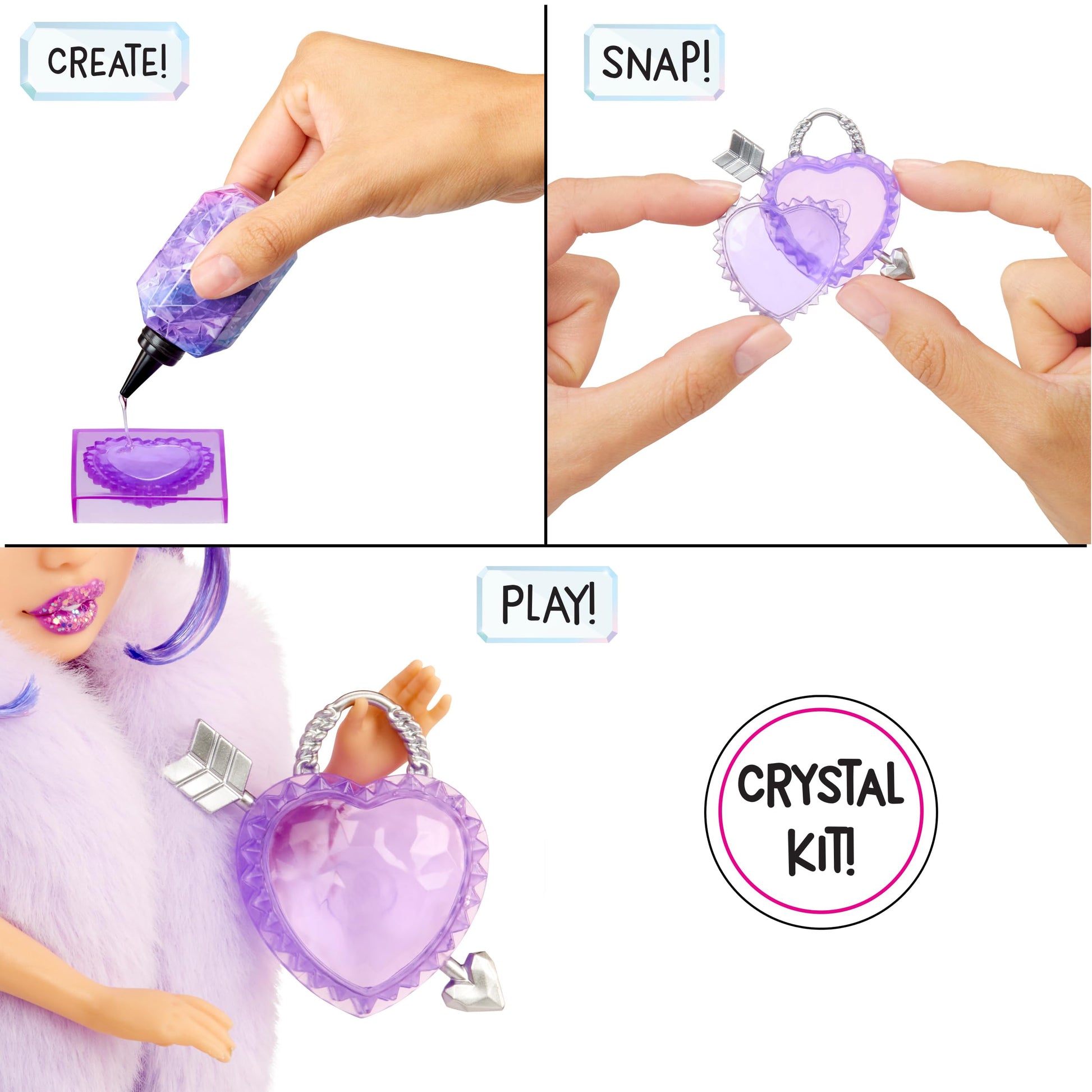 RAINBOW HIGH Creative Crystals Purple - 28 cm Purple Mannequin Doll with Crystal Accessory Kit, Ring for You, Resin Game, Gift for 8+ Years
