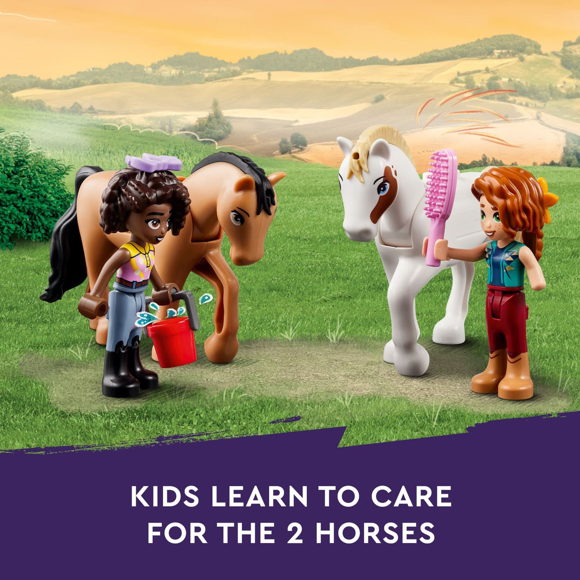 LEGO Friends Autumn’s Horse Stable 41745 Building Toy, Role-Play Fun for Kids Ages 7+, with 2 Mini-Dolls and 2 Horses, Carriage and Riding