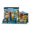 Santorini Sun Coffee Shop DIY Book Nook Kit - 3D Wooden Puzzle for Adults with LED Light, Mediterranean Café Bookshelf Insert for Adults and Teens