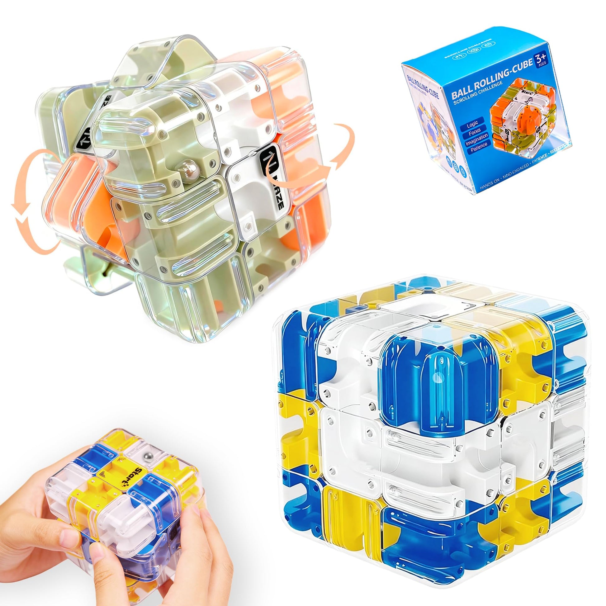 2 Pack 3D Maze Cube Ball Labyrinth Puzzle Brain Teaser Fidget Toy