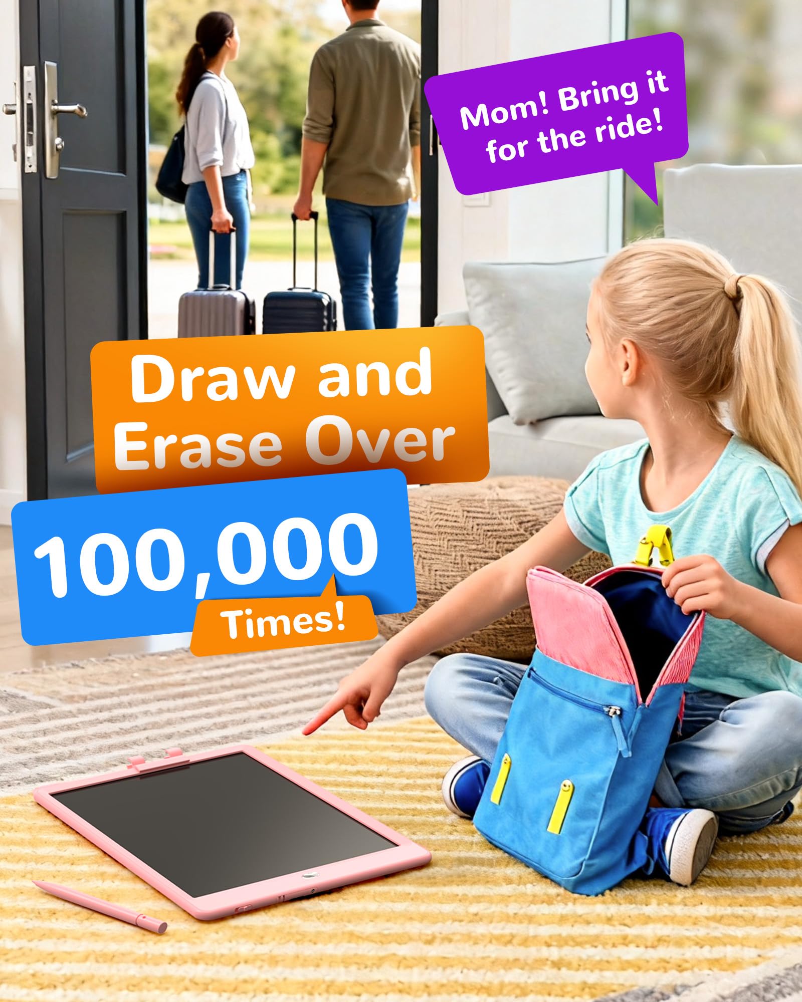 KOKODI LCD Writing Tablet,Gifts for 3 Years Old Boys and Girls,10 Inch Colorful Doodle Board Drawing Tablet, Erasable Reusable Electronic Drawing