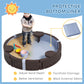 Qaba Kids Sandbox with Cover Round 47" HDPE Sand Pit 3 Seats Brown